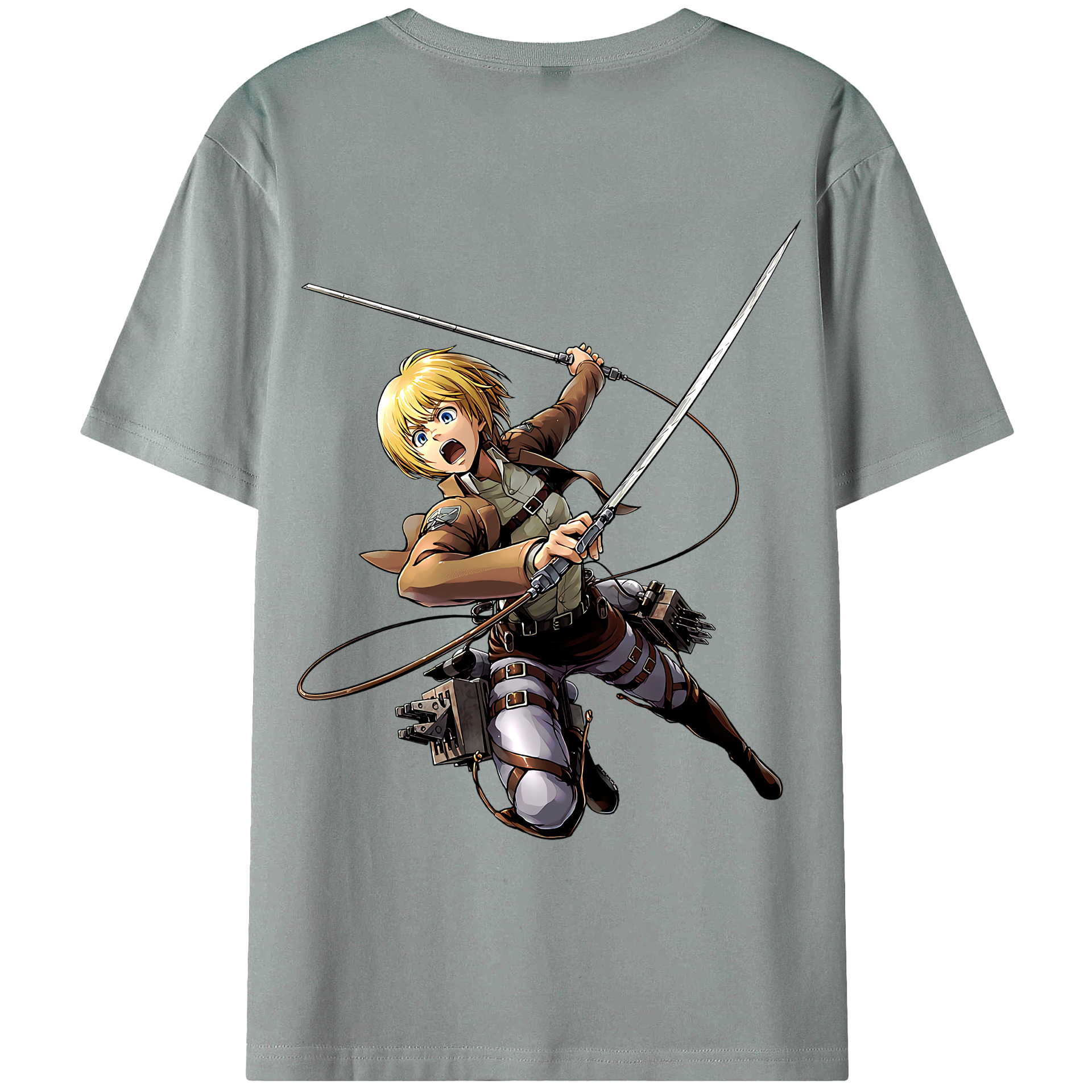 （画像用） 進撃の巨人 アルミン·アルレルト Attack on Titan Armin Arlert 綿100％ メンズ半袖Tシャツ（バックプリント） 通気性